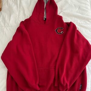 Red Champion Hoodie with Logo